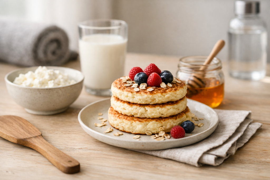 Pancakes healthy au fromage blanc : la recette protéinée